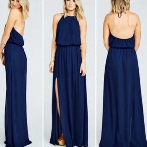 Show Me Your Mumu Heather Halter Dress Navy S